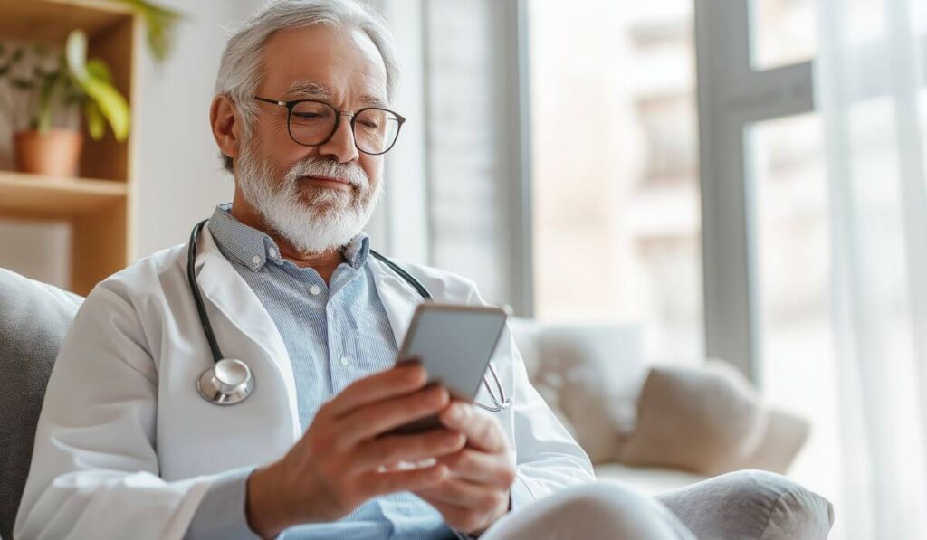 gestor de saúde testando chatbot médico